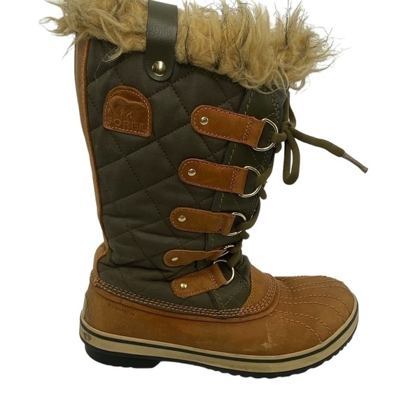 Sorel Shoes - Sorel Mossy Green/Tan Tall Winter Lace Up Boots Women's Size 7.5 NL1780-316